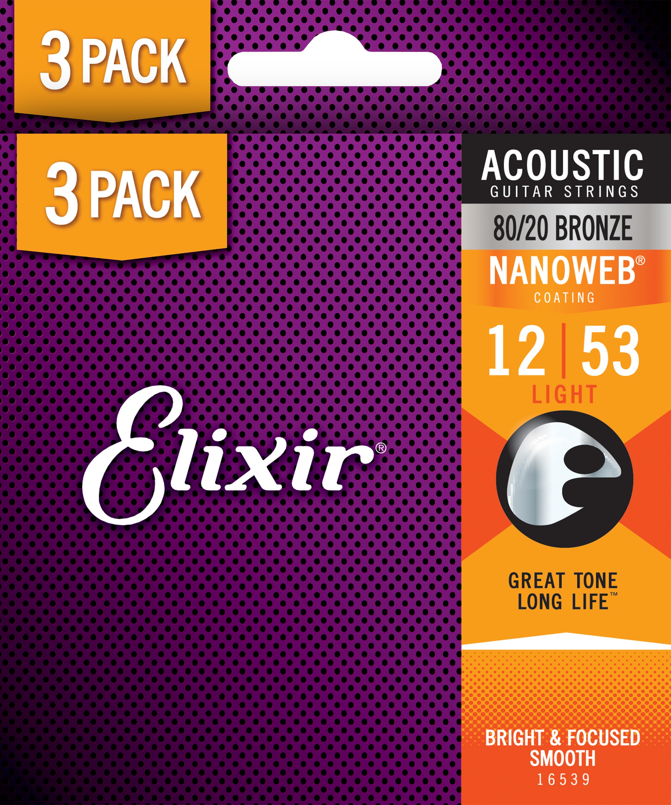 Levně Elixir Nanoweb 80/20 Bronze Light 3-Pack