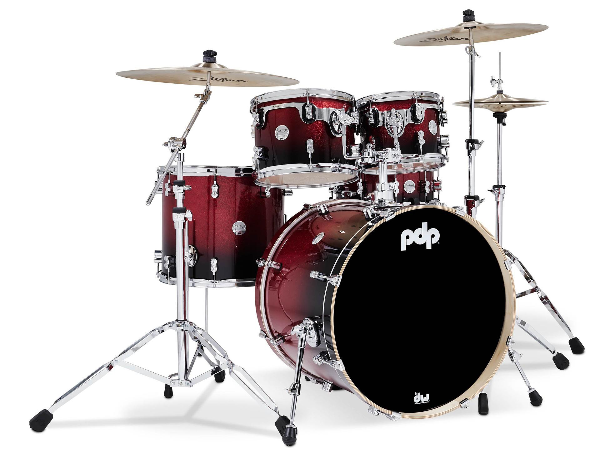 Levně PDP Concept Maple 5 Piece Set Red to Black Fade Laquer