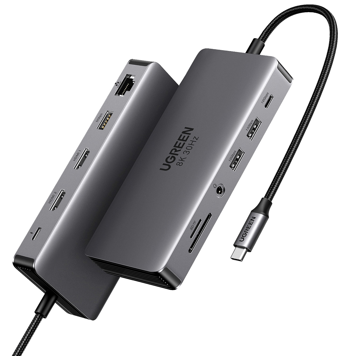 Levně Ugreen 15965 11-in-1 USB-C Hub (10Gbps USB 3.2, Dual HDMI)