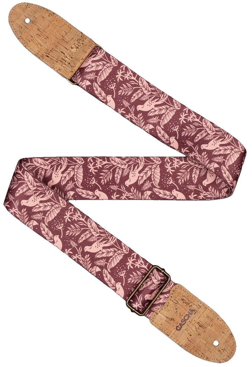 Levně Cascha CGS-VC1 Guitar Strap Vegan Cork Mauve Birds