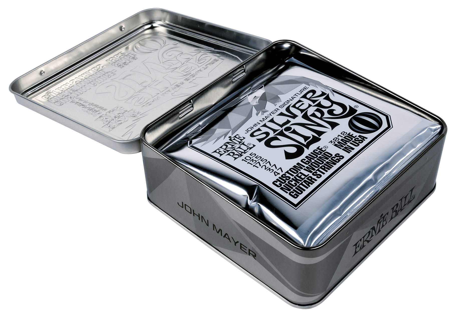 Ernie Ball John Mayer Silver Slinky 3-pack Tin (obrázek 3)