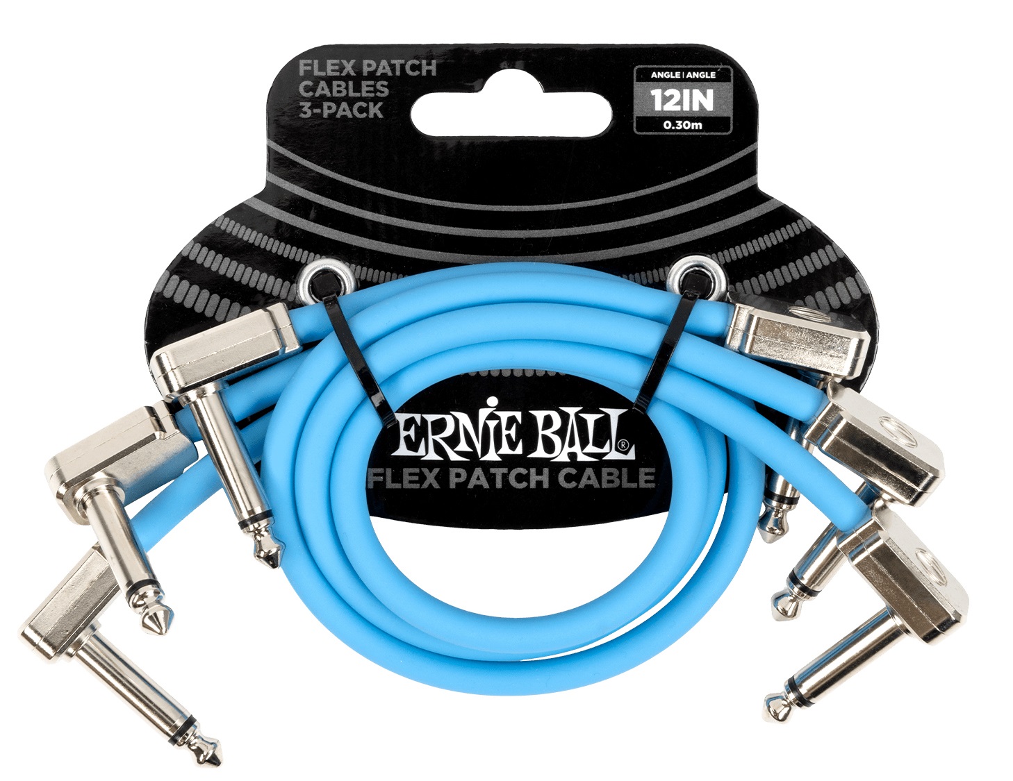 Levně Ernie Ball Flex Patch Cable 12" Blue 3-Pack