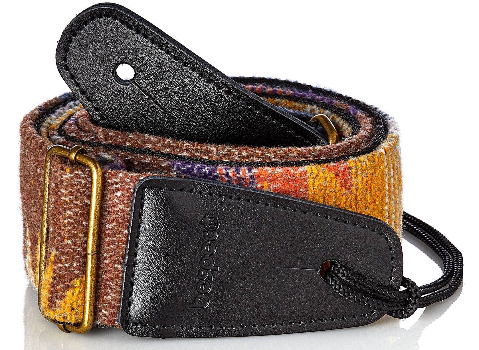 Levně Bespeco Vintage-style Strap Yellow Pattern Wool/Polyester Metal Buckle