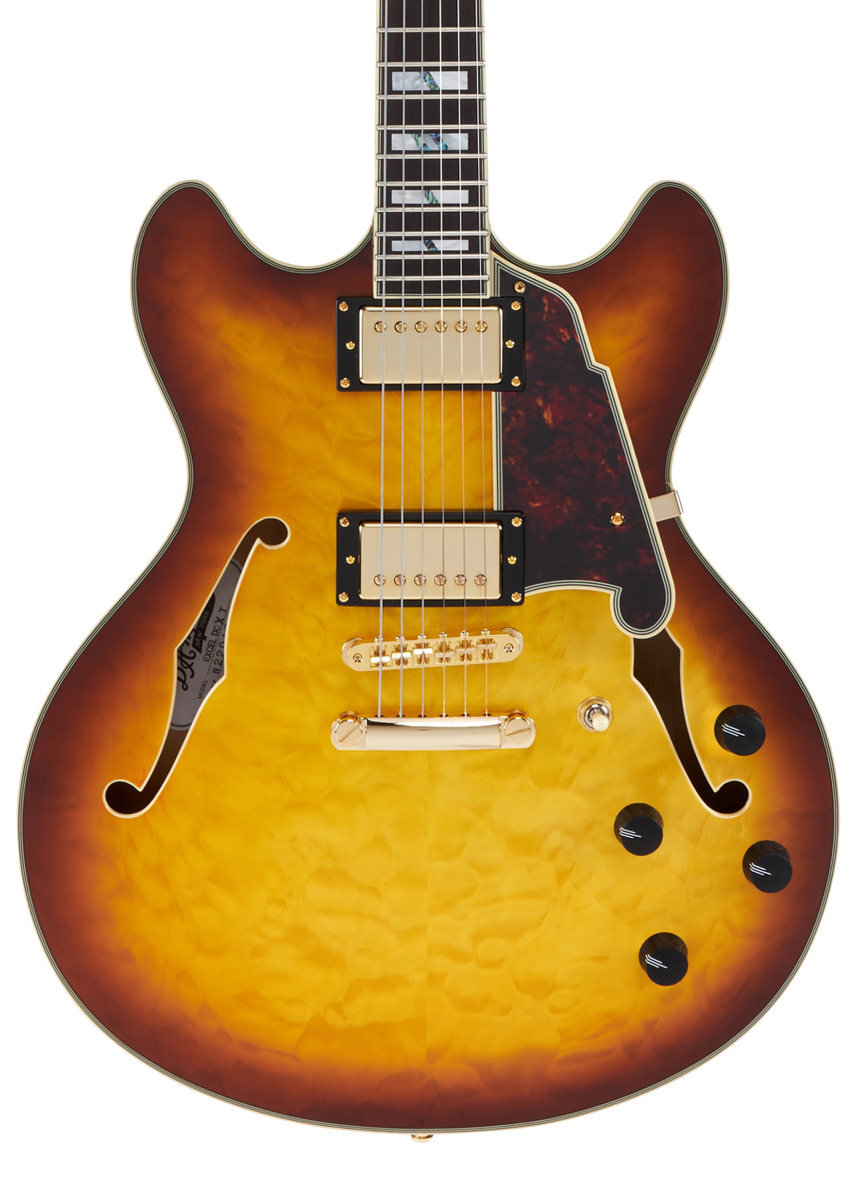 D'Angelico Excel DC XT Iced Tea Burst Quilt (obrázek 3)