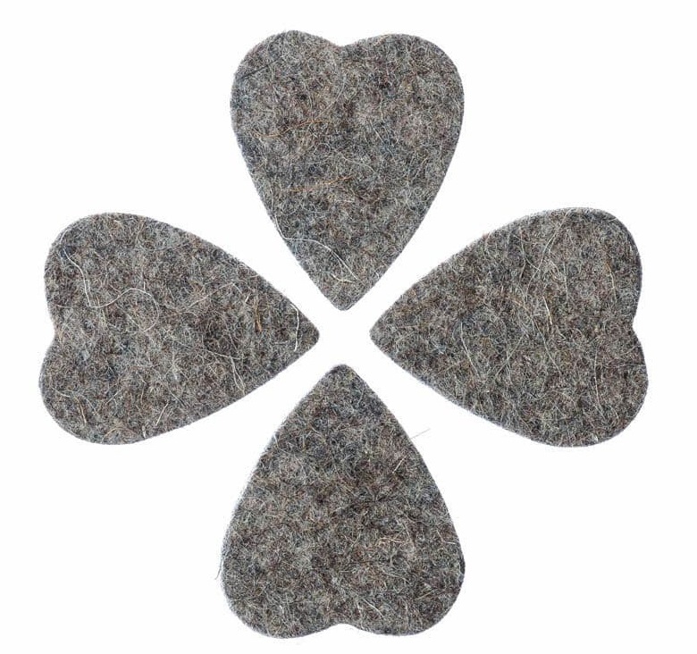 Levně Timber Tones Felt Tones Heart Grey Wool Felt 4-Pack