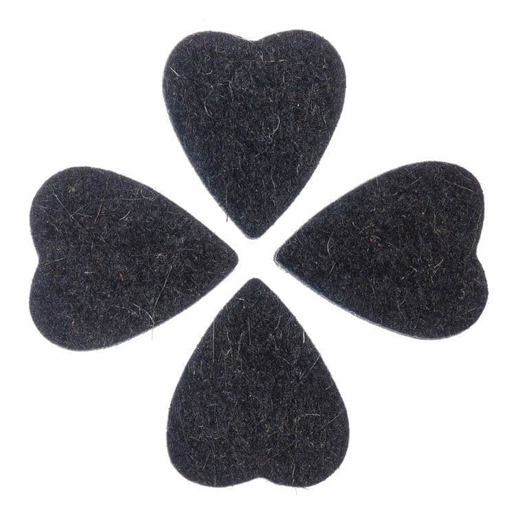 Levně Timber Tones Felt Tones Heart Black Wool Felt 4-Pack