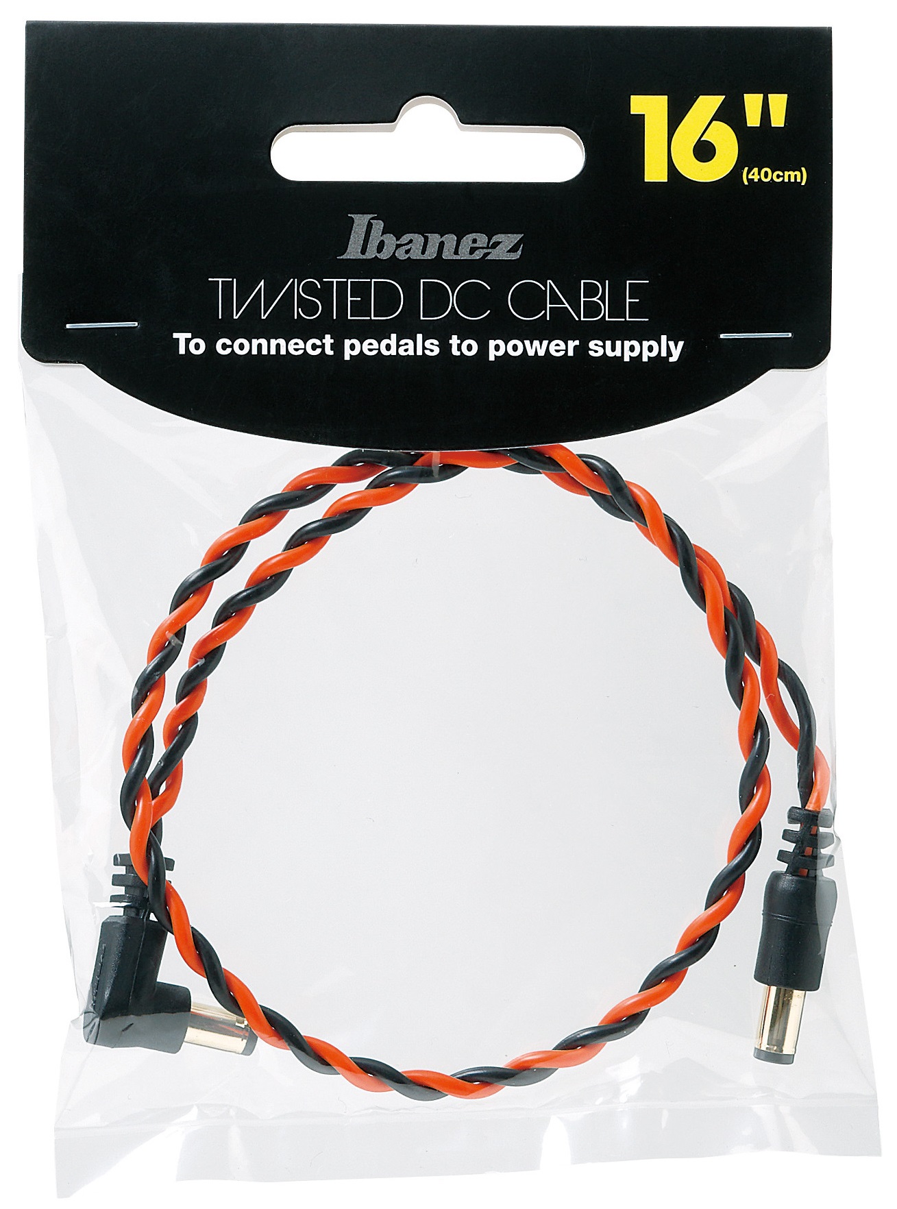 Ibanez Twisted DC Cable Black & Neon Red, Length: 16" Straight & Angle (obrázek 3)
