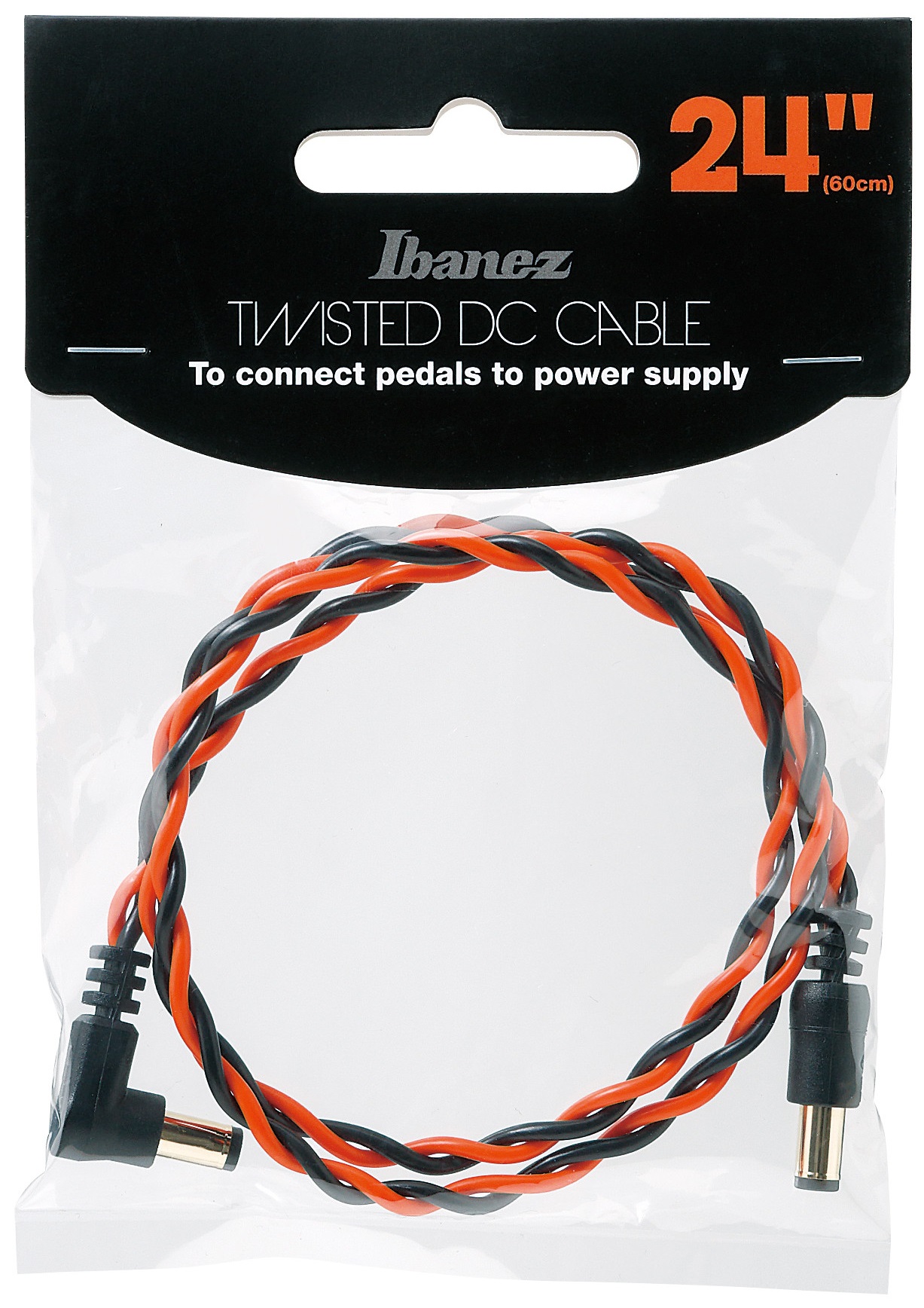 Ibanez Twisted DC Cable Black & Neon Red, Length: 24" Straight & Angle (obrázek 3)