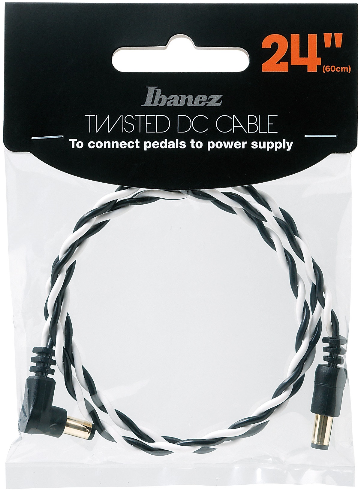 Ibanez Twisted DC Cable Black & White, Length: 24" Straight & Angled P (obrázek 3)