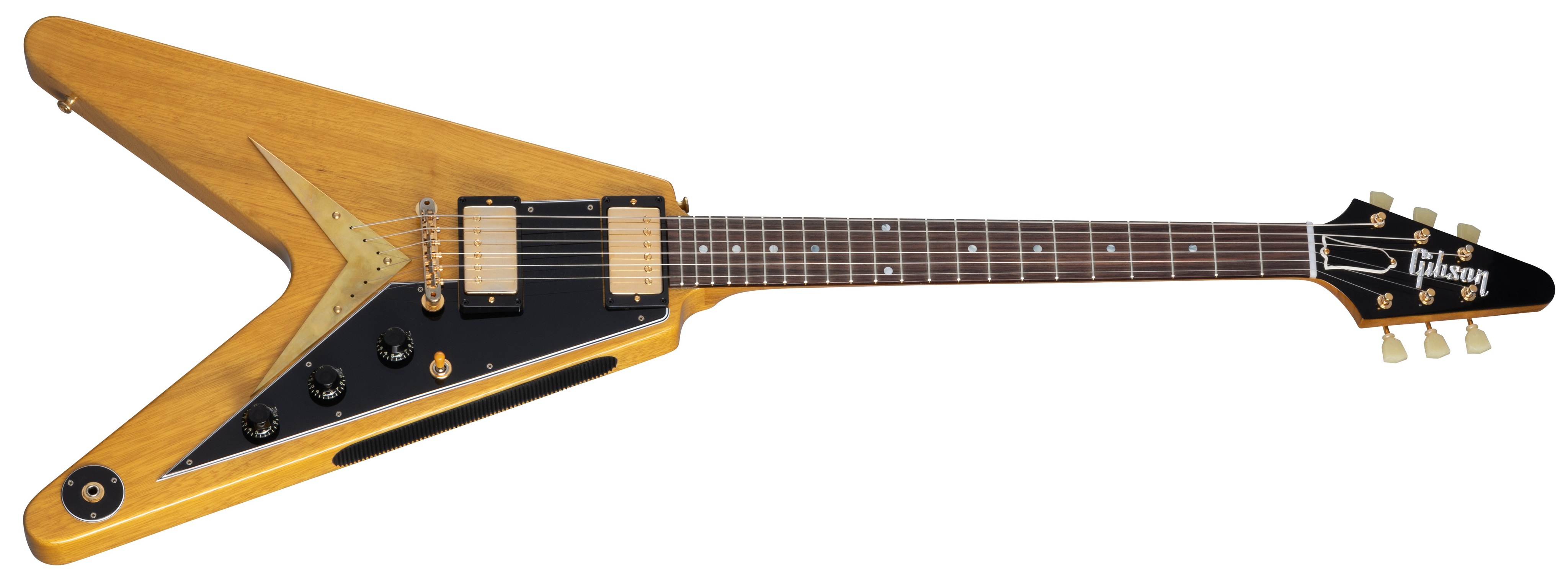 Gibson Custom Shop 1958 Korina Flying V Black Pickguard Natural