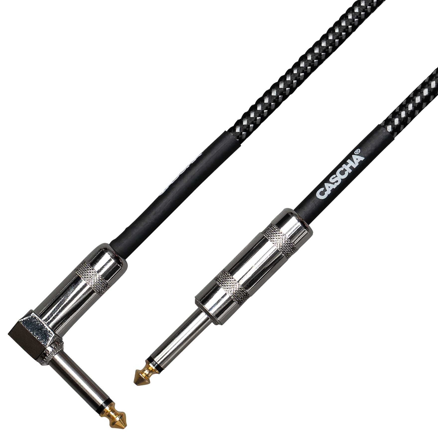 Cascha Standard Line Guitar Cable Angled Black Tweed 9m (obrázek 3)