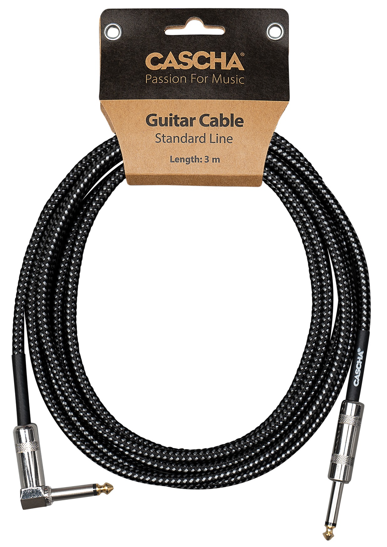 Cascha Standard Line Guitar Cable Angled Black Tweed 9m (obrázek 4)