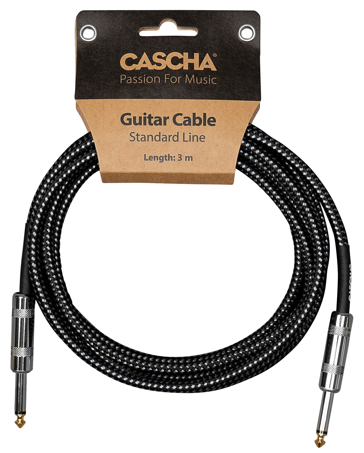 Cascha Standard Line Guitar Cable Straight Black Tweed 3m (obrázek 4)