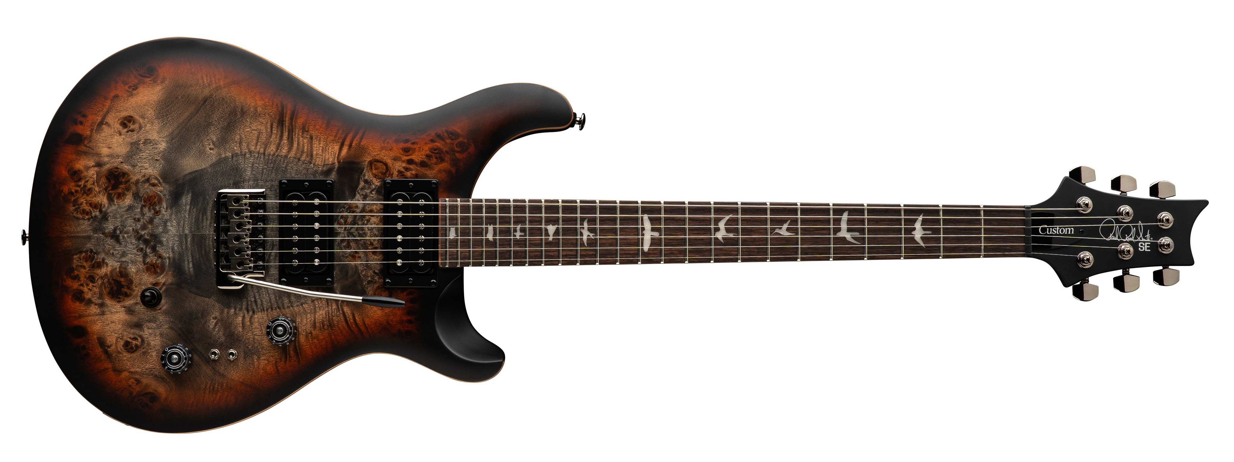 PRS SE Exotic Custom 24-08 Poplar Burl Charcoal Cherry Midnight Burst