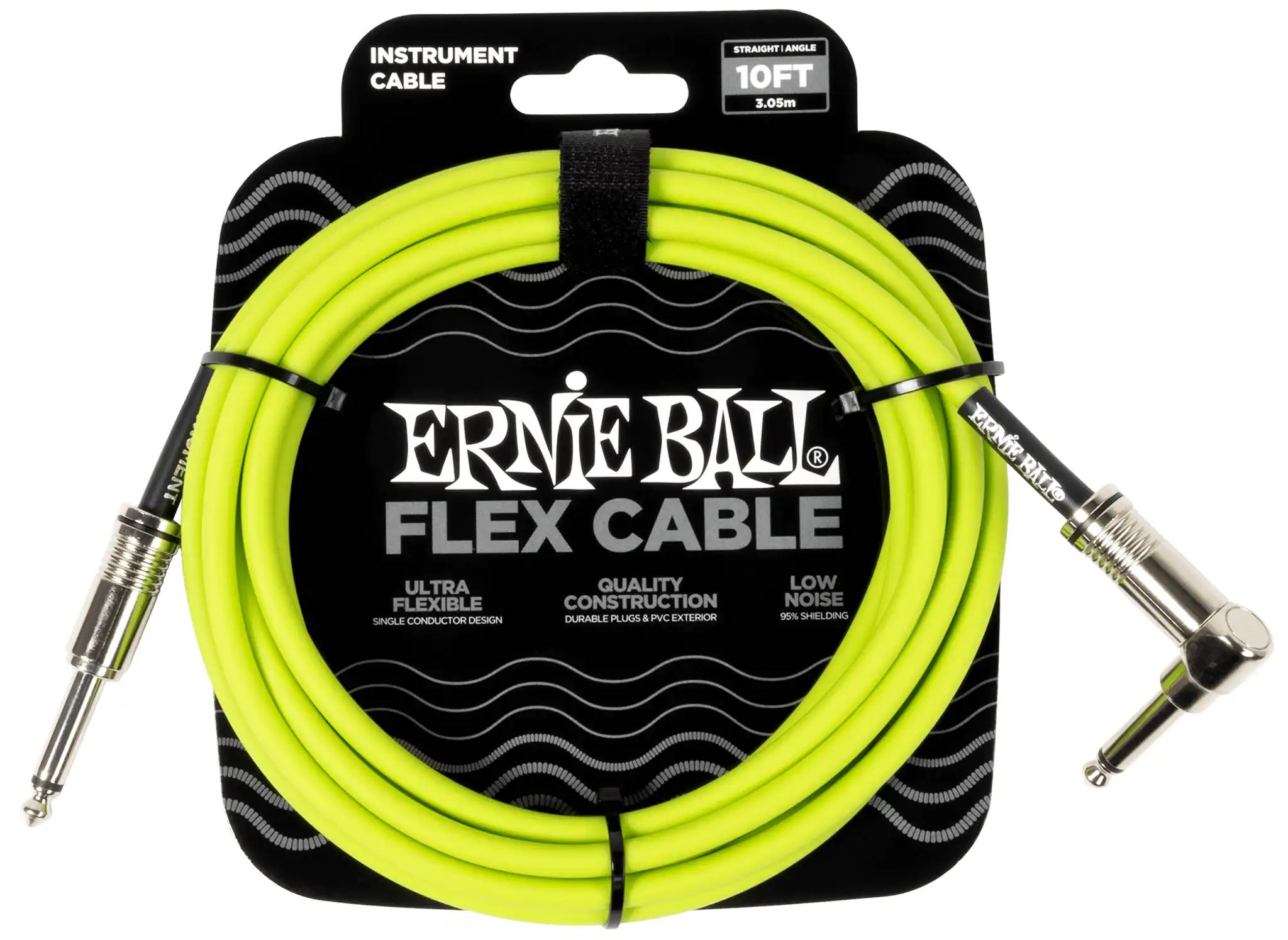 Levně Ernie Ball Flex Instrument Cable Straight/Angle 10ft Green