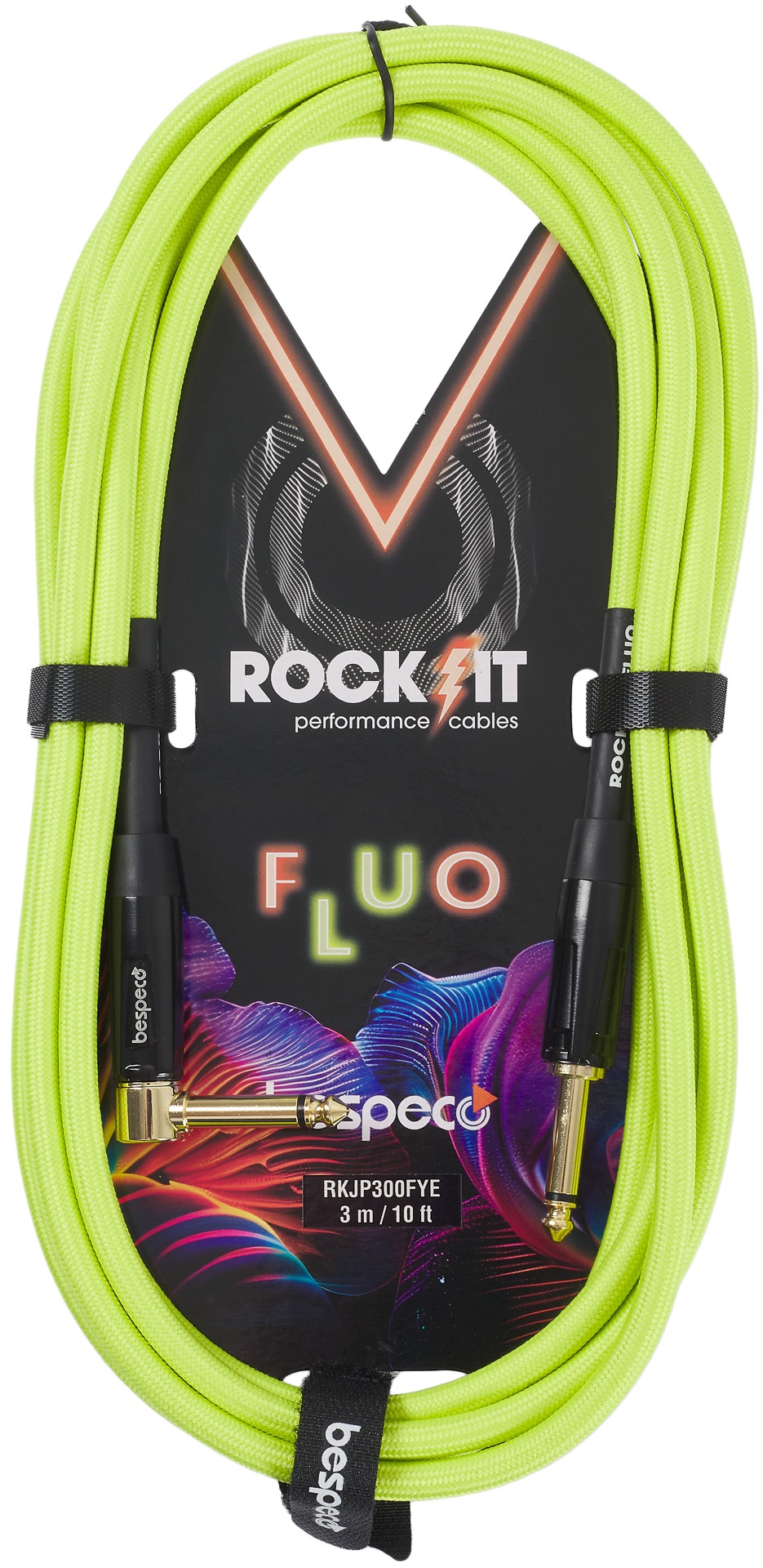 Levně Bespeco ROCKIT FLUO Yellow 3 m Right Angle