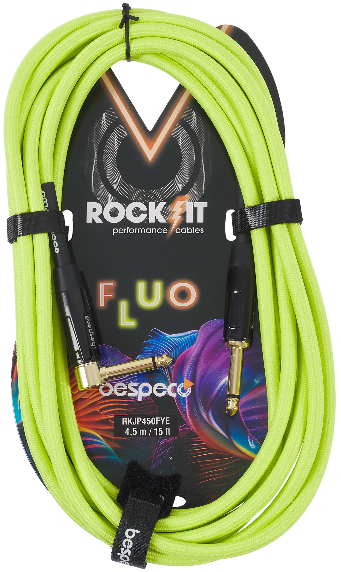 Levně Bespeco ROCKIT FLUO Yellow 4,5 m Right Angle