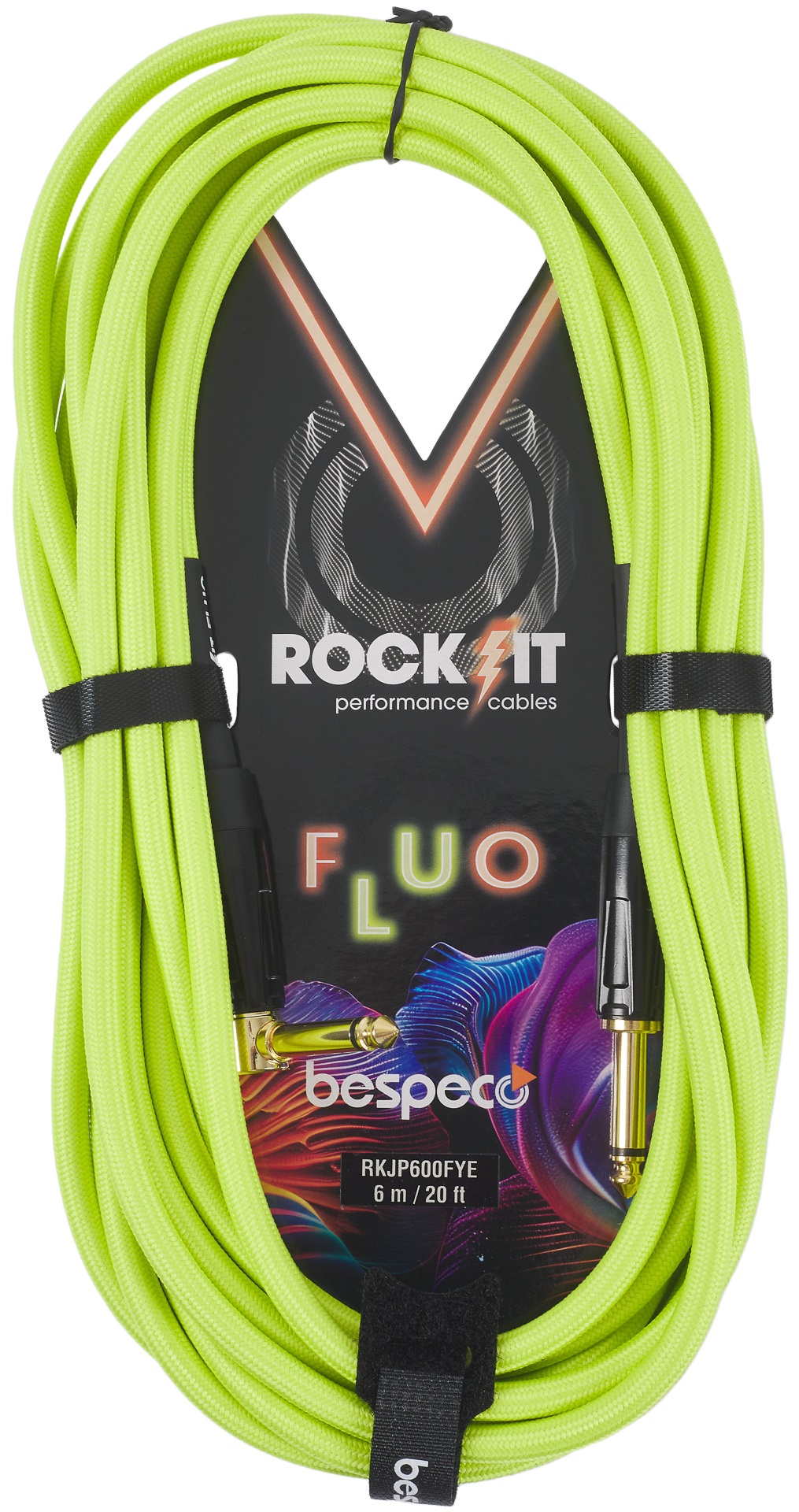 Levně Bespeco ROCKIT FLUO Yellow 6 m Right Angle