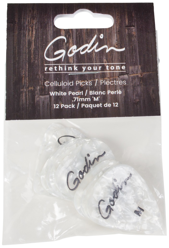 Godin Guitar Picks Medium .71 mm White Pearl