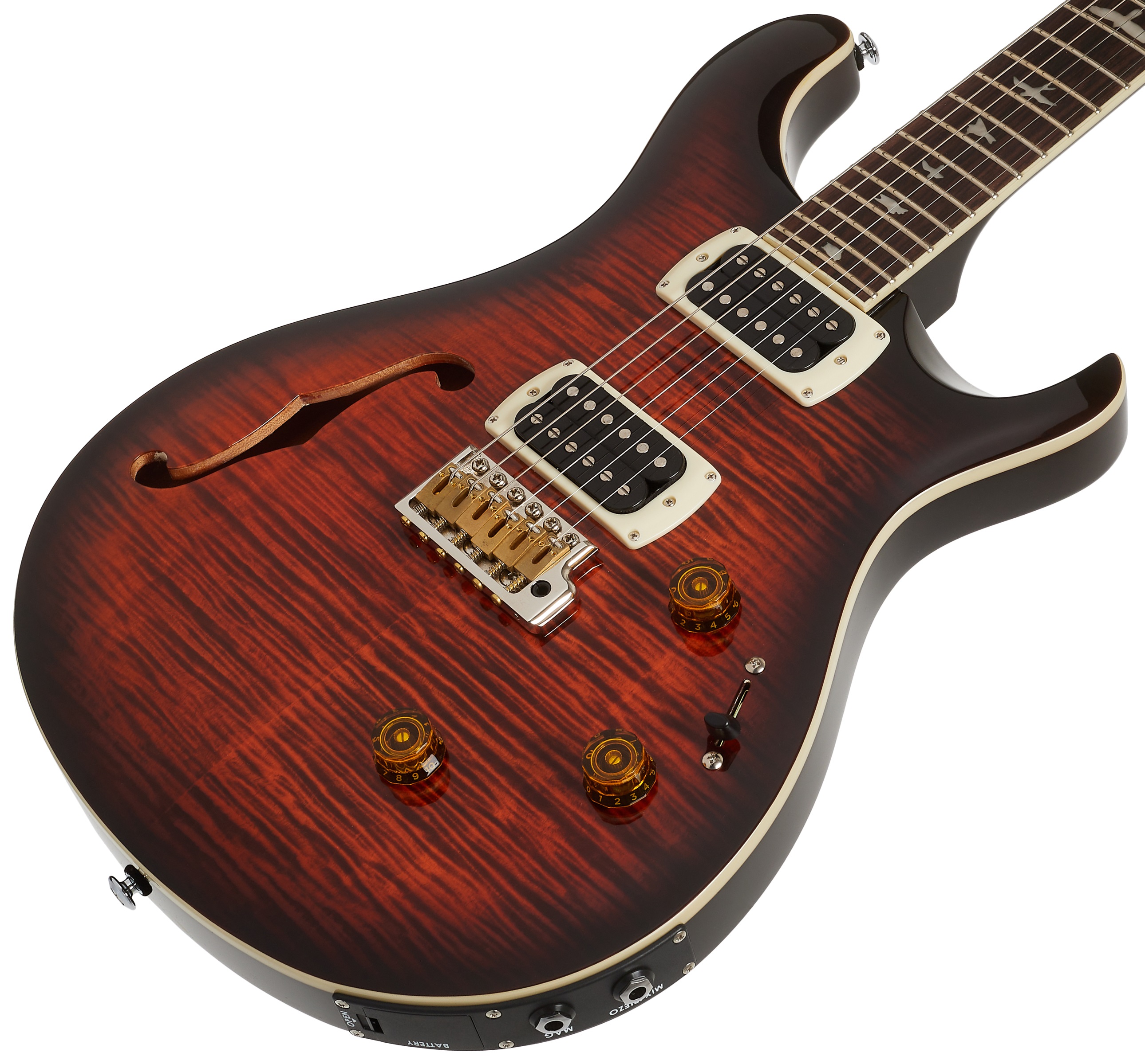 PRS SE Custom 24 Semi-Hollow Piezo Orange Tiger Smokeburst 2026 (obrázek 3)