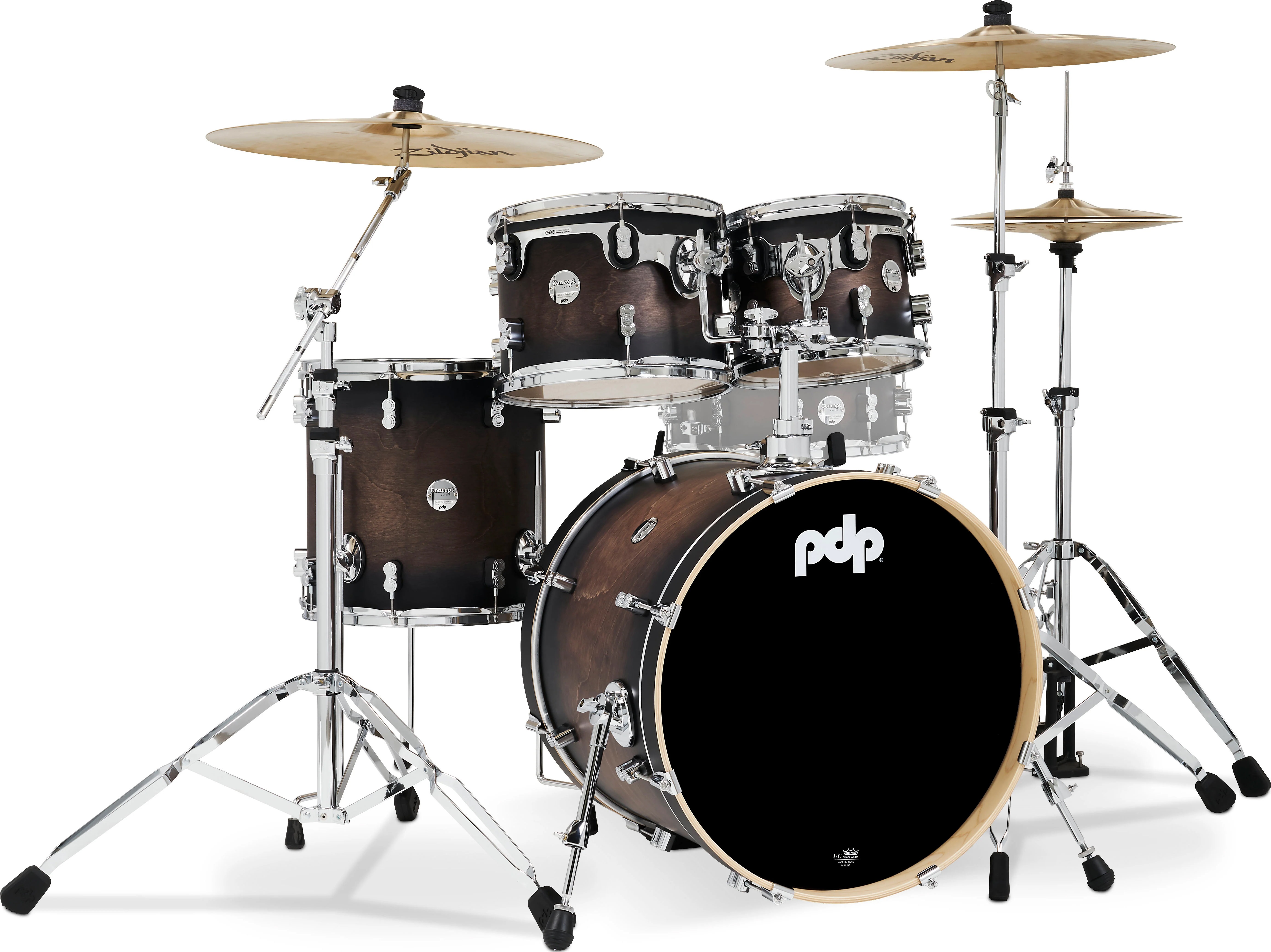 Levně PDP Concept Maple 4 Piece Studio Set Satin Charcoal Burst Laquer
