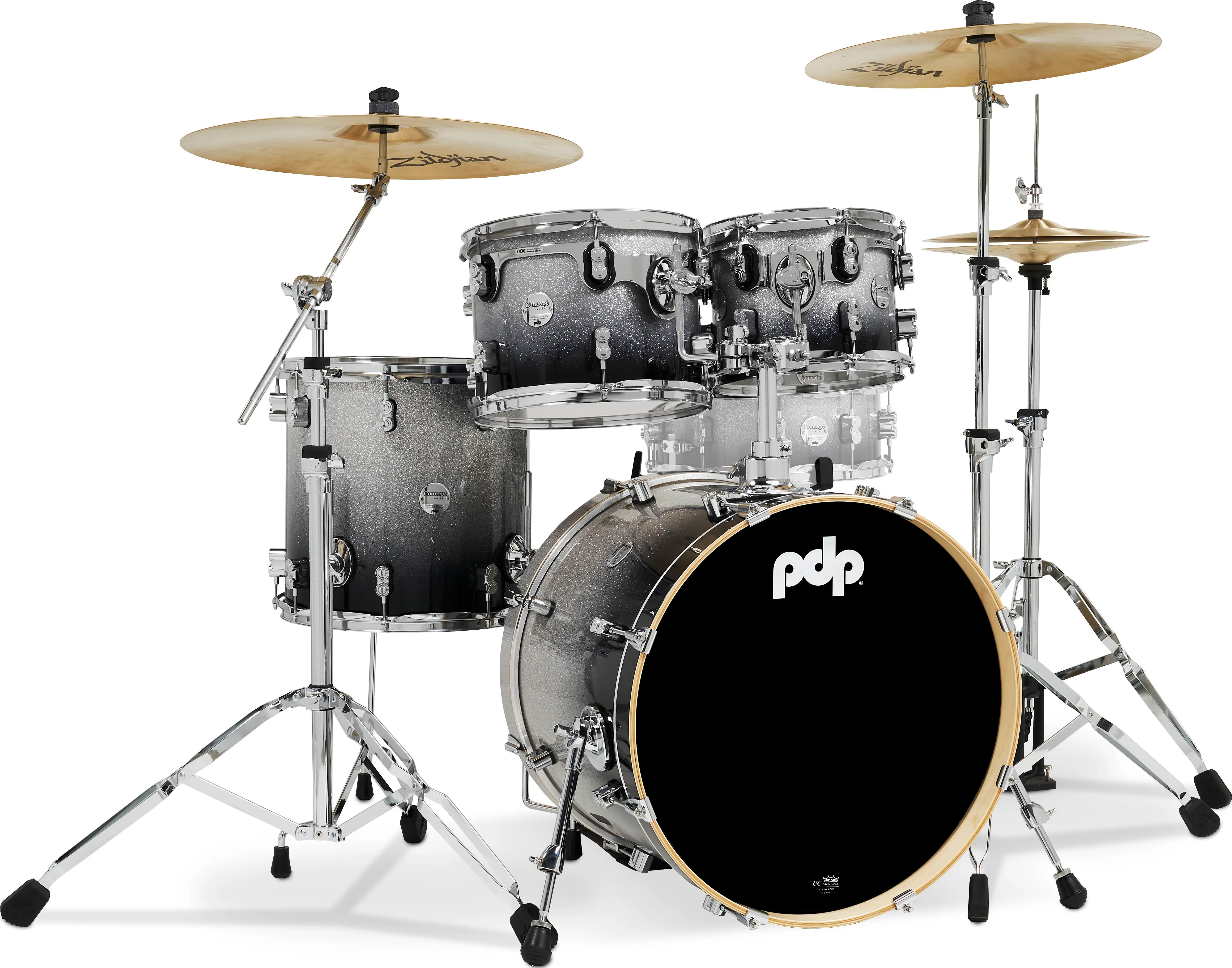 Levně PDP Concept Maple 4 Piece Studio Set Silver to Black Fade Laquer