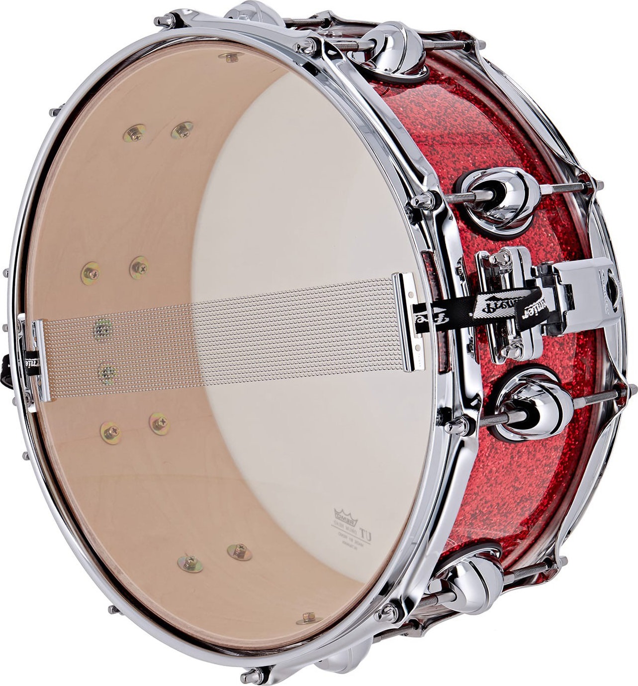 Premier 14" x 5,5" Genista Classic Snare Drum Red Sparkle (obrázek 4)