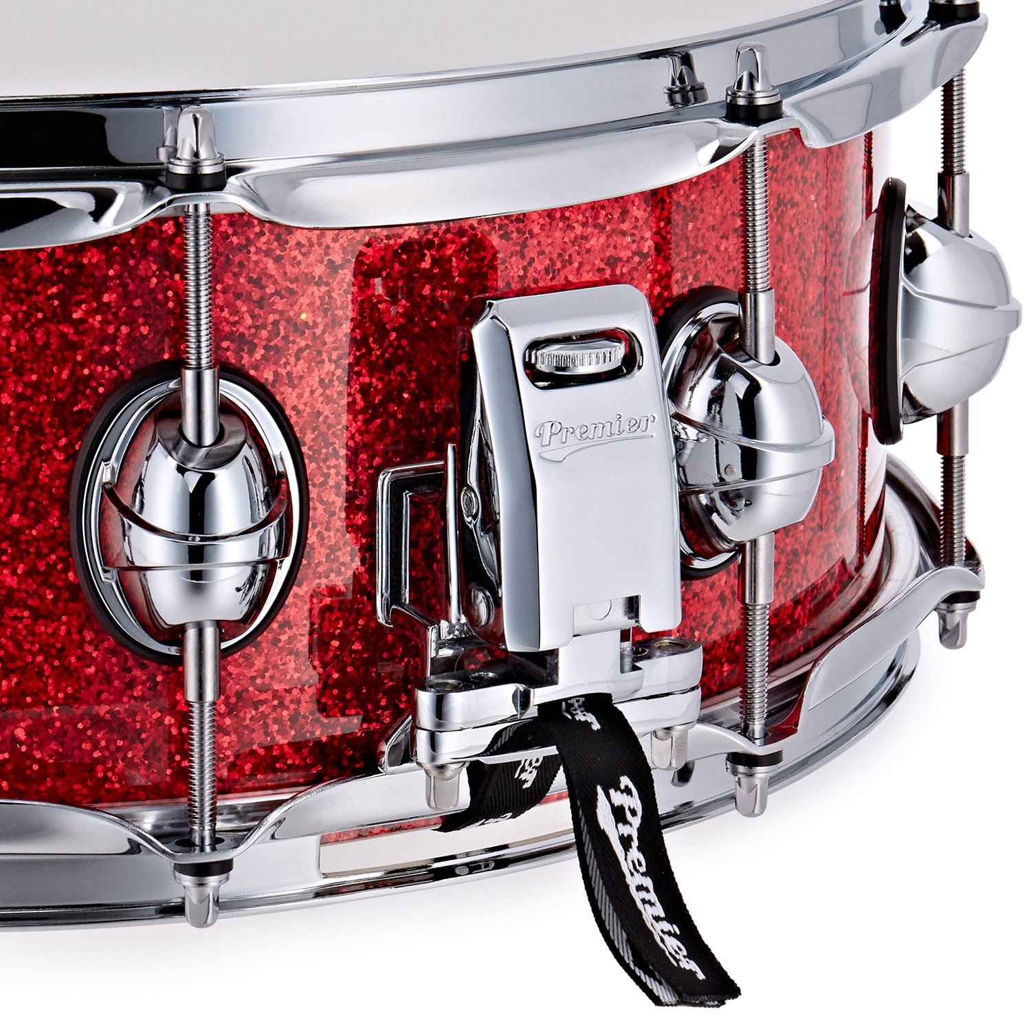 Premier 14" x 5,5" Genista Classic Snare Drum Red Sparkle (obrázek 6)