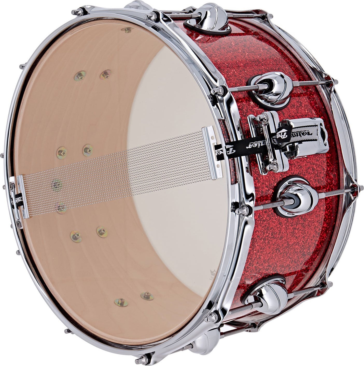 Premier 14" x 7" Genista Classic Snare Drum Red Sparkle (obrázek 4)