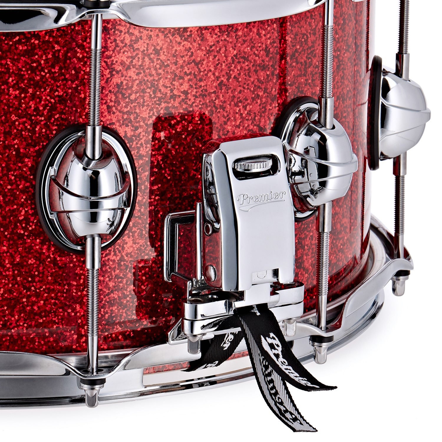 Premier 14" x 7" Genista Classic Snare Drum Red Sparkle (obrázek 6)