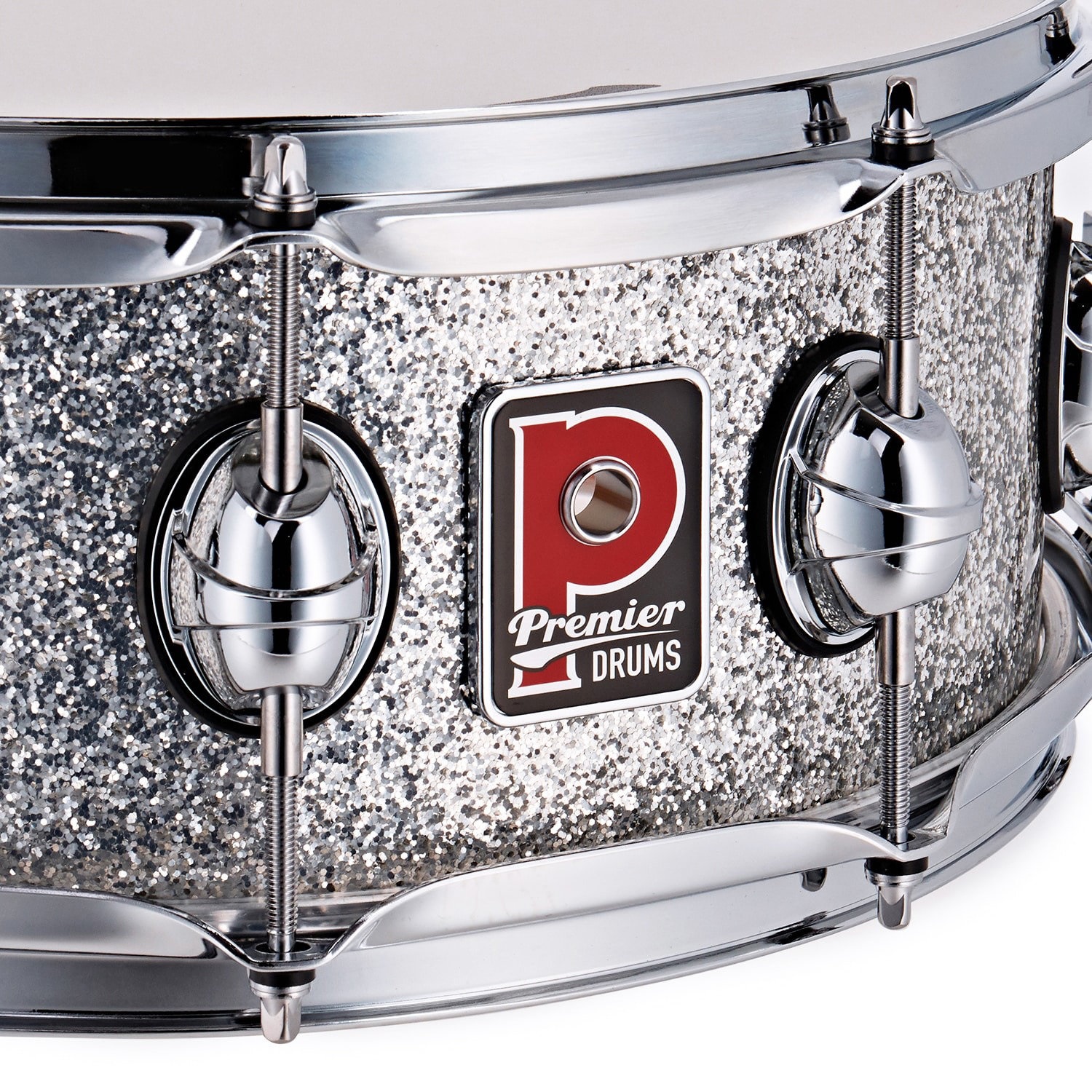 Premier 14" x 5,5" Genista Maple Snare Drum Silver Sparkle (obrázek 5)