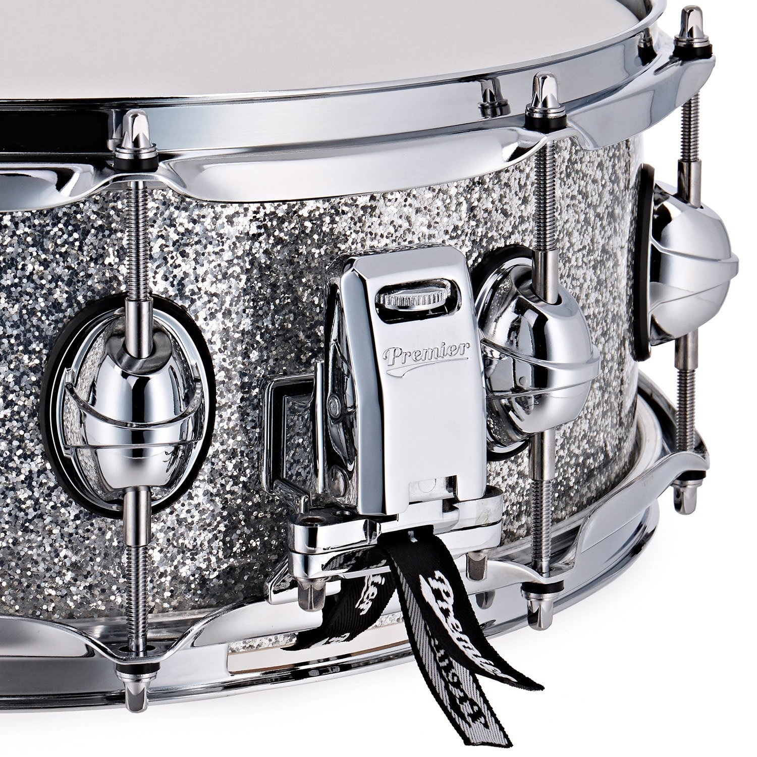 Premier 14" x 5,5" Genista Maple Snare Drum Silver Sparkle (obrázek 6)