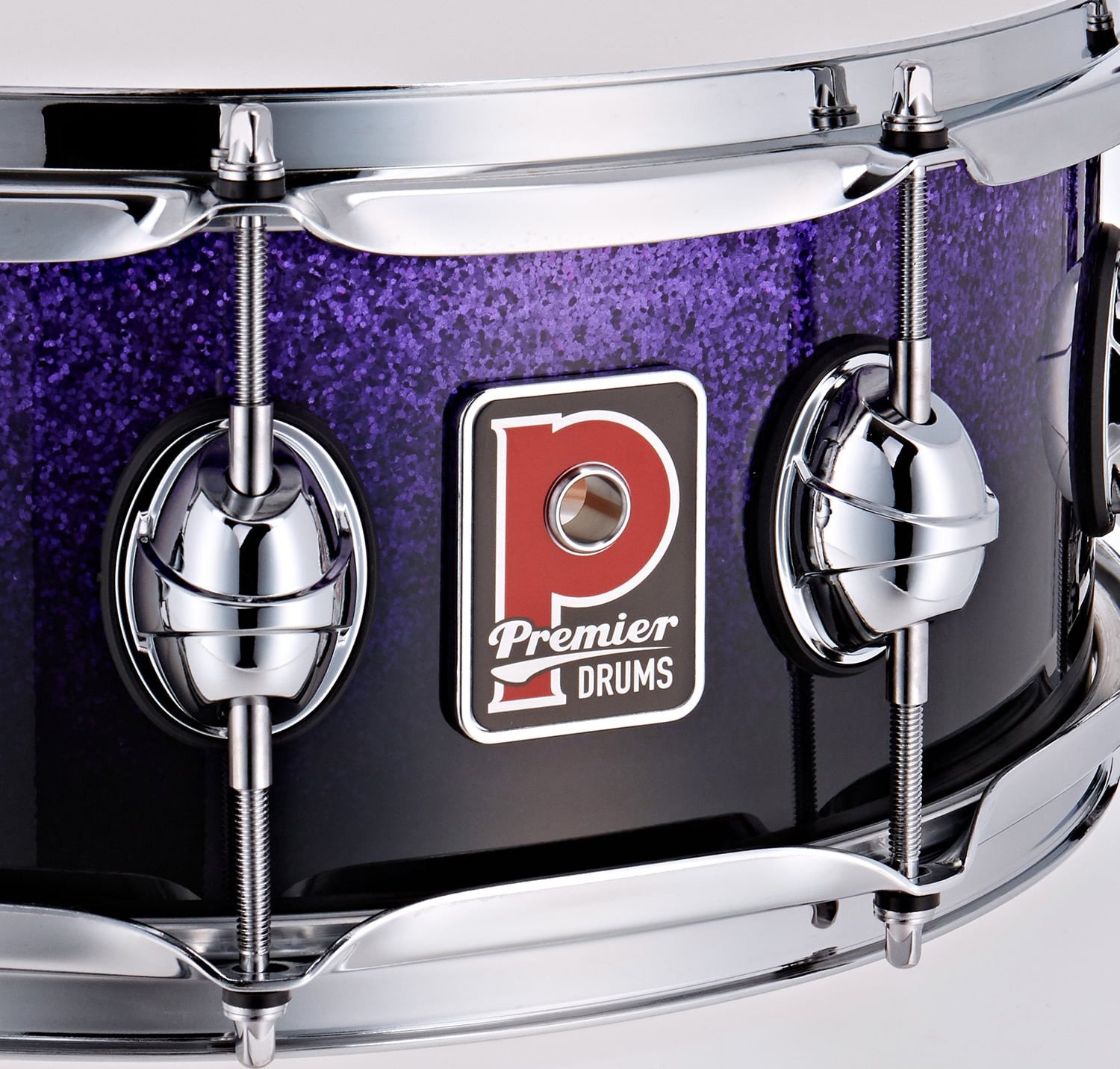 Premier 14" x 5,5" Genista Maple Snare Drum Purple Fade Sparkle (obrázek 5)