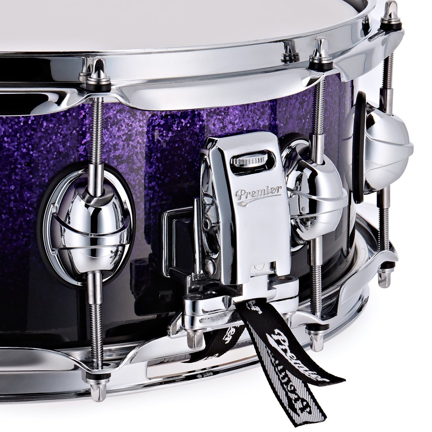 Premier 14" x 5,5" Genista Maple Snare Drum Purple Fade Sparkle (obrázek 6)