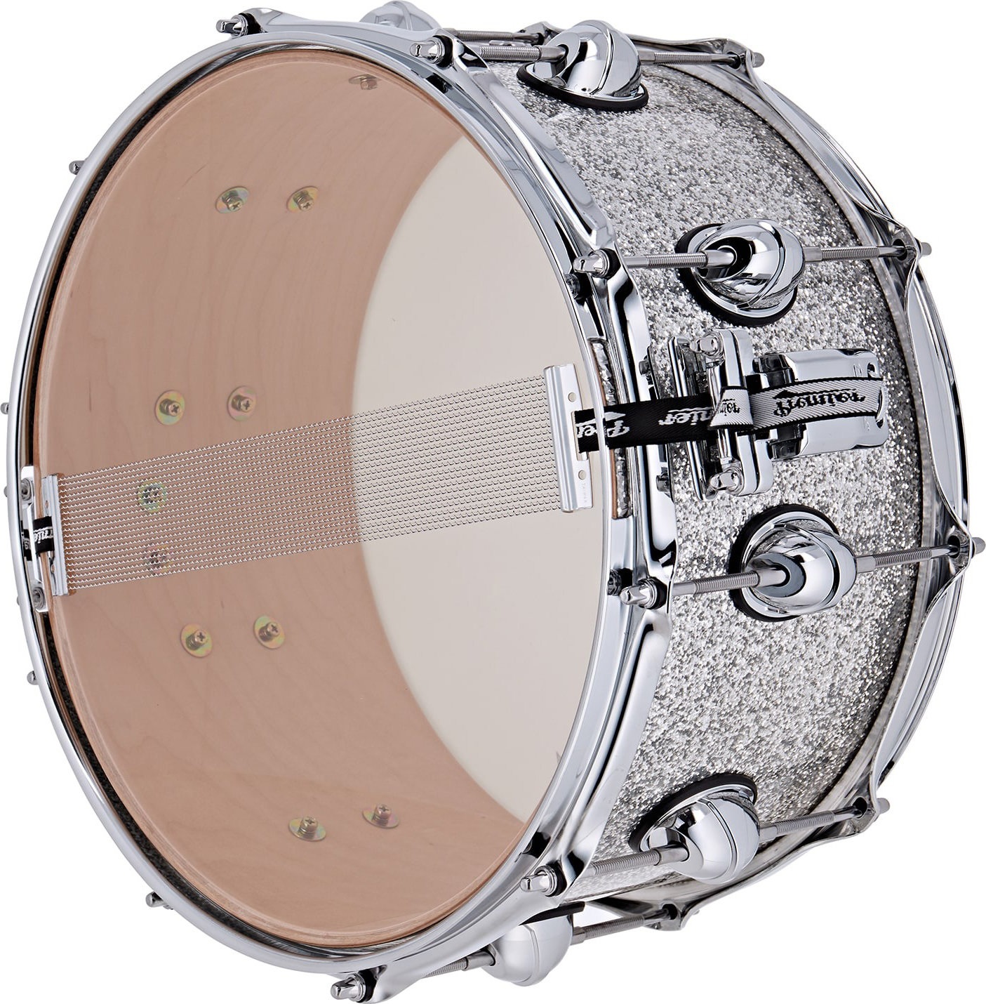 Premier 14" x 7" Genista Maple Snare Drum Silver Sparkle (obrázek 4)