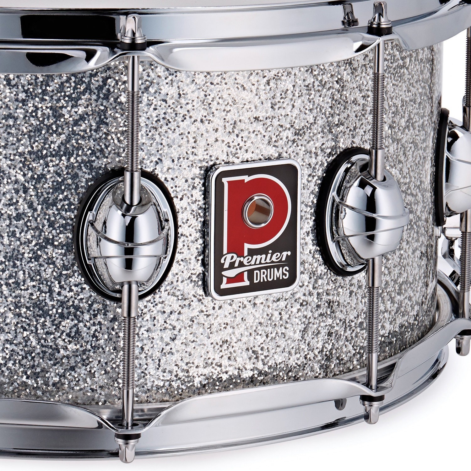 Premier 14" x 7" Genista Maple Snare Drum Silver Sparkle (obrázek 6)