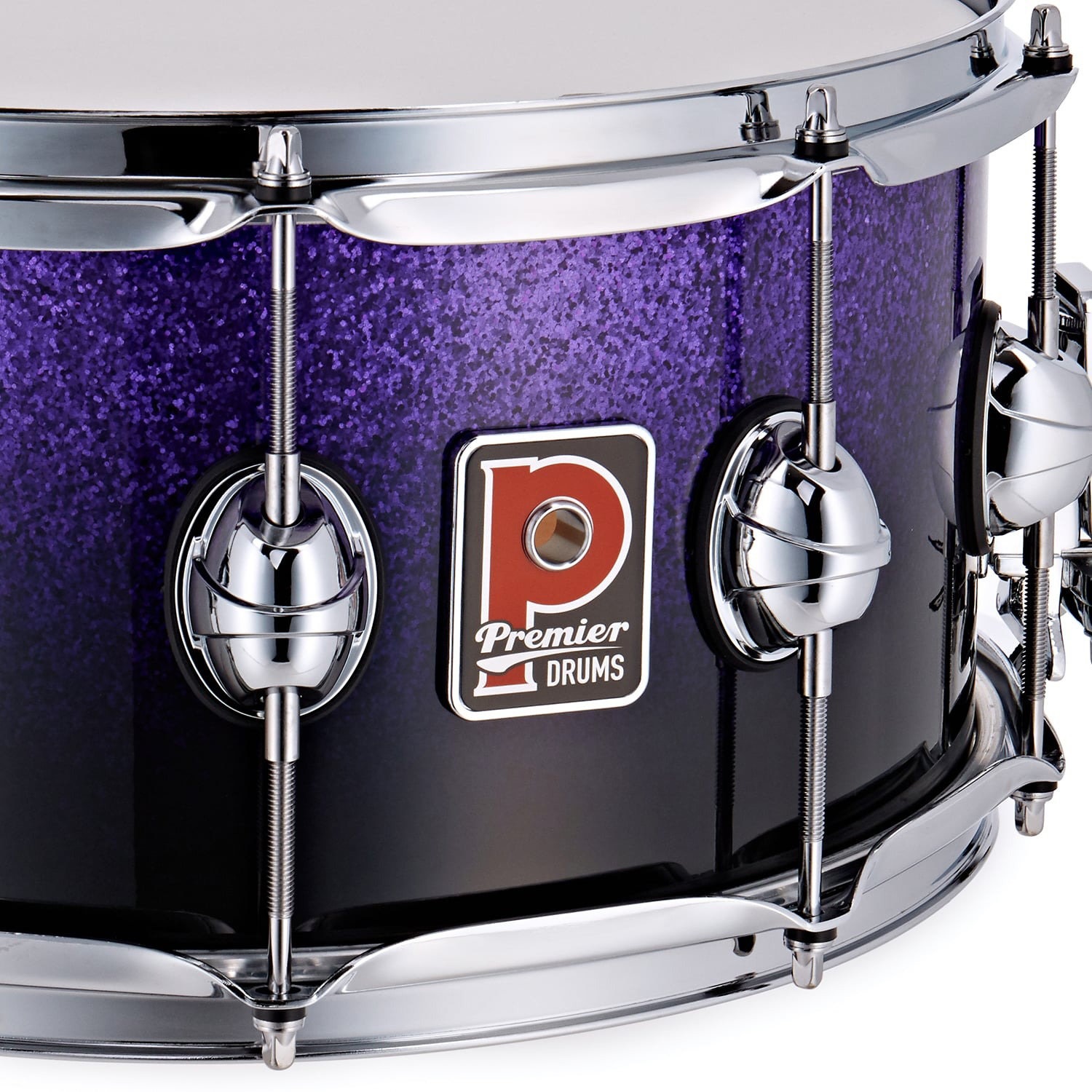 Premier 14" x 7" Genista Maple Snare Drum Purple Fade Sparkle (obrázek 5)