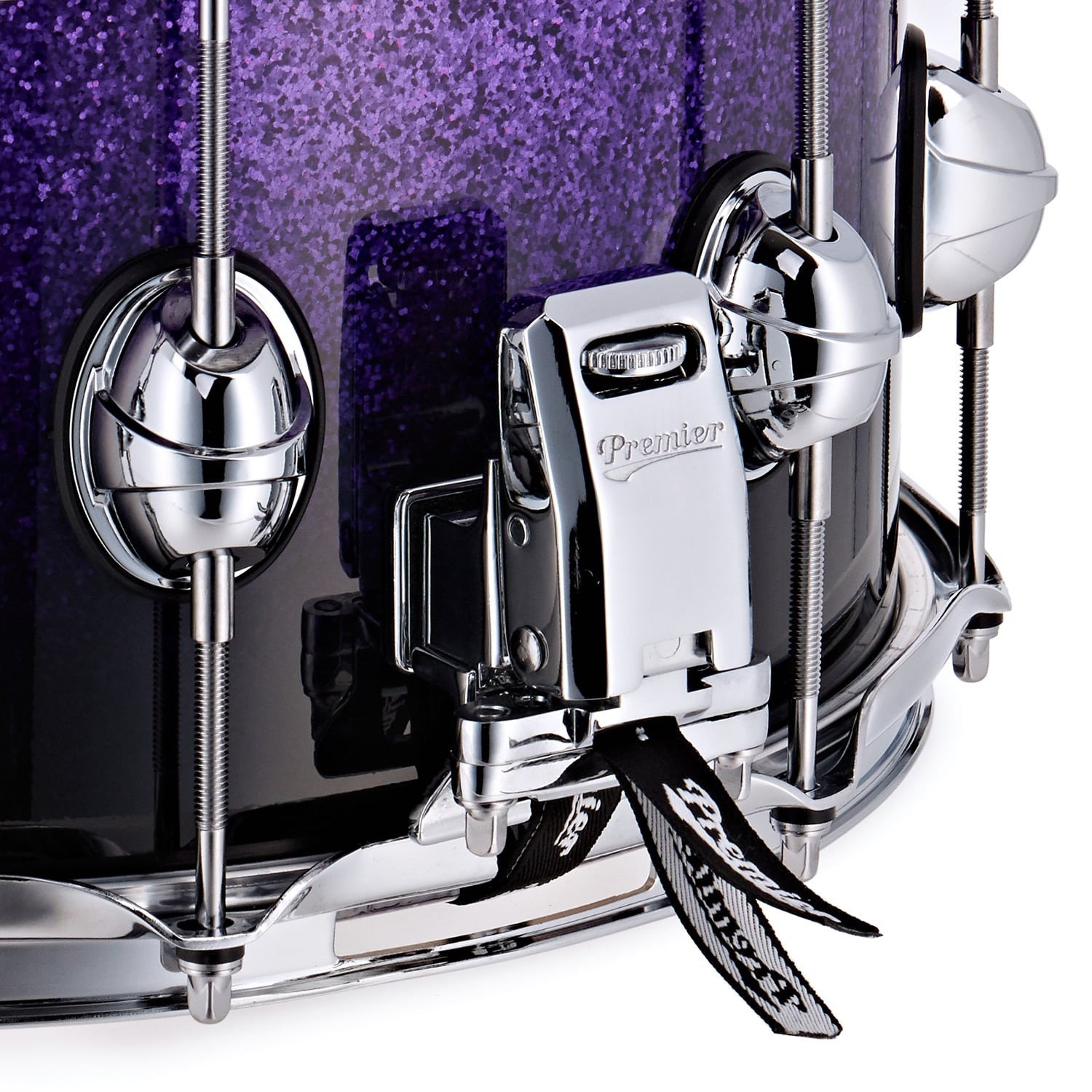 Premier 14" x 7" Genista Maple Snare Drum Purple Fade Sparkle (obrázek 6)
