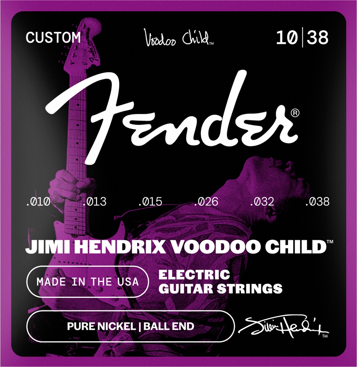 Levně Fender Hendrix Voodoo Child Ball End Nickel 10-38
