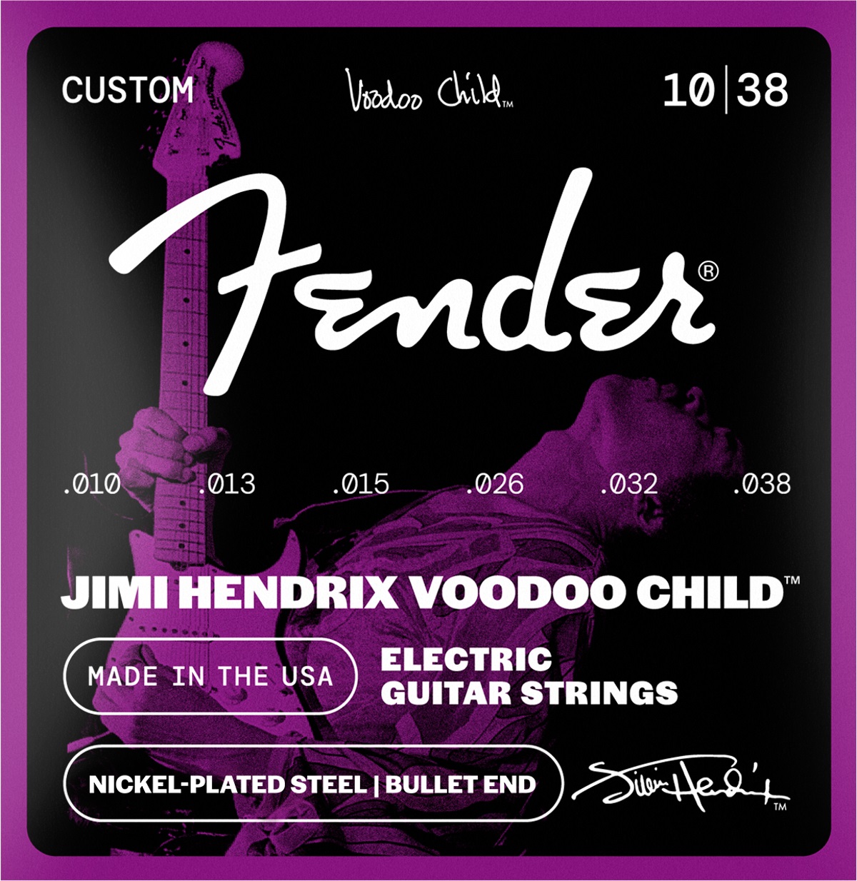 Levně Fender Hendrix Voodoo Child Bullet Nickel Plated Steel 10-38