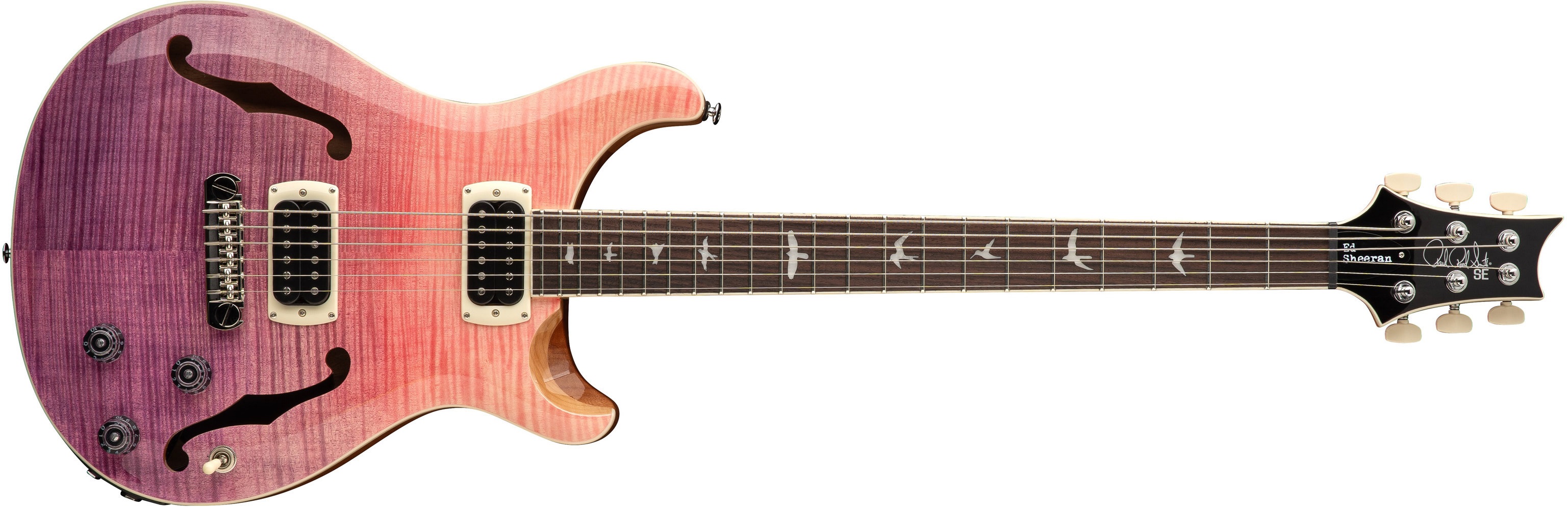 PRS SE Ed Sheeran Flat Back Hollowbody I Baritone Piezo Pink Ombre