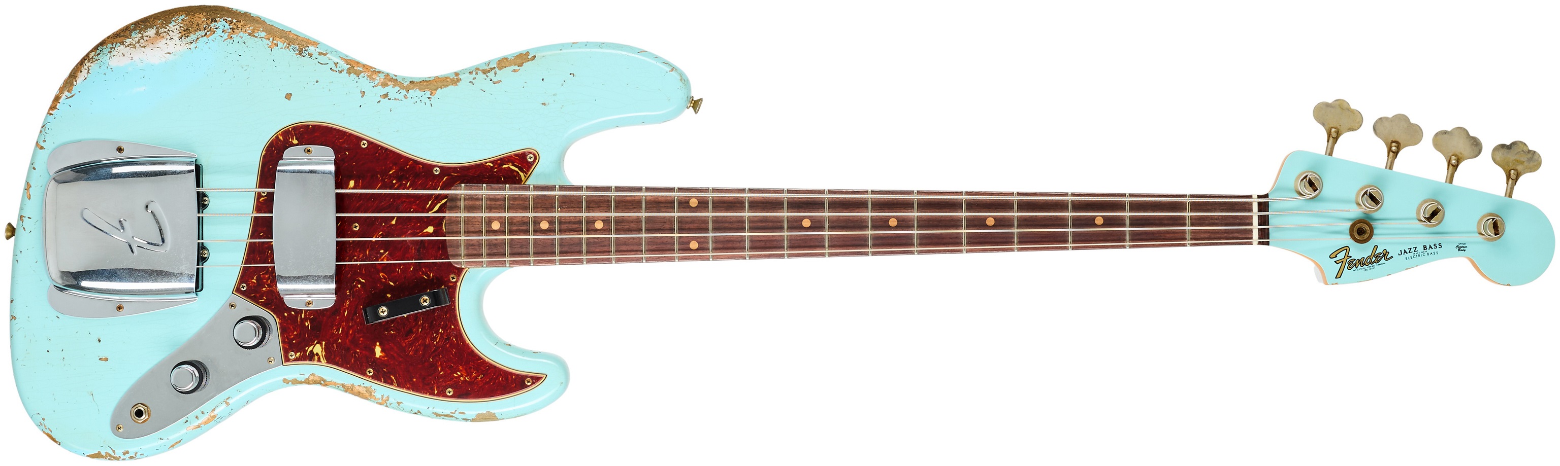 Levně Fender Custom Shop 61 Jazz Bass Heavy Relic Faded Aged Daphne Blue