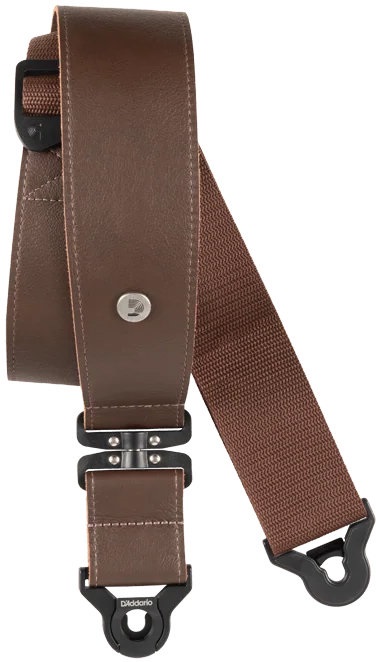 D'Addario Comfort Brown Leather Auto Lock Swivel Strap