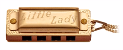 Hohner Little Lady, gold plated with necklace - Mini-Mundharmonika