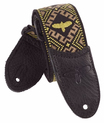 PRS Jacquard Hootenanny Guitar Strap, Yellow & Black Birds - Gitarrengurt