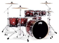 PDP Concept Maple 7 Piece Red to Black Fade Sparkle Laquer - Schlagzeug