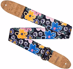 Cascha CGS-VC5 Guitar Strap Vegan Cork Floral Sketch - Gitarrengurt