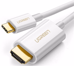 Ugreen 30841 USB Type C to HDMI Cable Male to Male ABS Case 1,5m White - Verbindungskabel