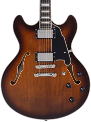 D'Angelico Premier DC Double Cutaway Stop-Bar Tailpie CE Brown Burst - Semiakustische Gitarre