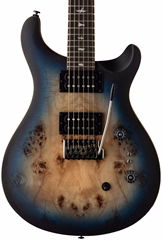 PRS SE Exotic Custom 24-08 Poplar Burl Lake Blue Midnight Burst - E-Gitarre